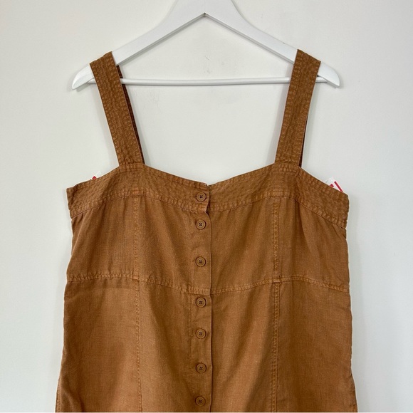 Wrap London 100% Linen Jumpsuit Size 16 Burnt Orange Dungarees Pockets Wide Leg - Picture 2 of 9